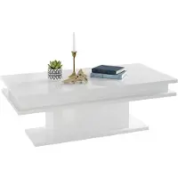Dmora Aboronzi - Table basse, 100x55x42h cm Blanc Brillant, Étanche Italy