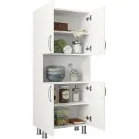 Dmora Tchoo - Armoire multifonction, 60x140h cm, blanc, 4 étagères