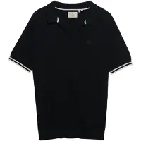 Superdry pour homme. M1110459A Polo Johnny Collar Knitted black (L), Noir, Casuel, Coton, Manche courte