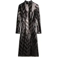 Superdry Femme Robe Mi-longue à Chevrons et dos Ouvert Noir Taille: 38