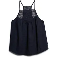 Superdry pour femme. W6011860A Débardeur en dentelle marine (XS), Casuel, Viscose, Sans manches / bretelles