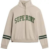 Superdry Femme Sweat à col Zippé et Motif Appliqué Athletic Essentials Gris Taille: 38