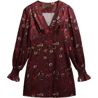 Superdry pour femme. W8012005A Robe Jacquard grenat (S), Casuel, Viscose, Manche longue