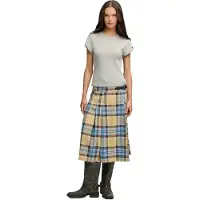 Superdry Check Pleated Midi Skirt Beige M Femme
