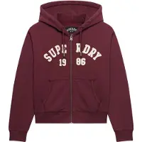 Superdry Veste de survêtement 'ATH ESS' rouge foncé / blanc cassé