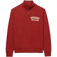 Superdry pour homme. M2014478A Sweat Vintage Athletic Half Zip rouge (L), Casuel, Coton, Manche longue