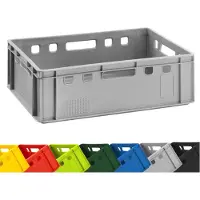 BURI 1x caisse à viande E2 gris 60x40x20cm caisse de stockage, caisse de boucherie Eurobox d'Allemagne alimentaire, robuste, empilable