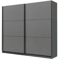 Dmora Piateda - Grande Armoire, 217x210h cm Noir Anthracite, 8 Étagères