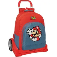 Safta Sac à dos Evolution Super Mario, 20,1 litres, avec roulettes, rouge. Pour enfants, couleur rouge, taille unique
