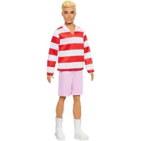 Barbie Poupée Ken Fashionista, tenue à rayures rouges et blanches