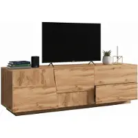 Dmora Cecia - Meuble TV, 150x44x46h cm Chêne Marron, 2 Étagères Italy