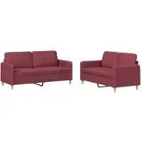 vidaXL Ensemble de canapés 2 pièces avec coussins vin rouge Tissu