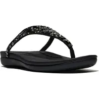 FitFlop pour femme. A5Y-001 Sandales Solay Mixed-Crystal Toe noir (38), Cuir, Plat, Aucun, Casuel