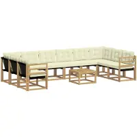 vidaXL Ensemble de salon de jardin 11 pièces, blanc et crème