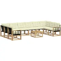 vidaXL Ensemble de salon de jardin 11 pièces, blanc et crème