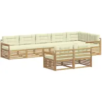 vidaXL Ensemble de canapés d'extérieur , 8 pièces, blanc et crème, en polyester