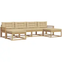 vidaXL Ensemble de salon de jardin 6 pièces, blanc et beige