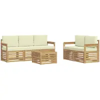 vidaXL Ensemble de canapés d'extérieur , 6 pièces, blanc et crème, en polyester