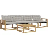 vidaXL Ensemble de salon de jardin 5 pièces, blanc et gris clair