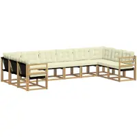 vidaXL Ensemble de salon de jardin 10 pièces, blanc et crème