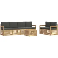 vidaXL Ensemble de canapés d'extérieur , 7 pièces, blanc et anthracite, polyester