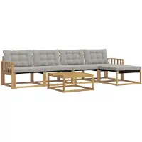 vidaXL Ensemble de salon de jardin 6 pièces, blanc et gris clair