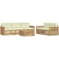 vidaXL Ensemble de salon de jardin 6 pièces, blanc et crème