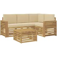 vidaXL Ensemble de canapés d'extérieur , 5 pièces, blanc et beige, en polyester