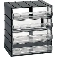 Dmora Atanasia - Armoire Polyvalente 2 Portes, 19x23h cm Gris Anthracite, 4 Tiroirs