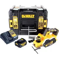 DeWalt DCP 580 M1 18 V Rabot sans fil 82 mm + Coffret de transport TSTAK-Koffer VI + 1x Batterie DCB 182 4,0 Ah + Chargeur DCB 115