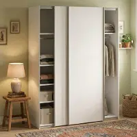 Dmora Maurice - Armoire 2 Portes, 150x200h cm Blanc Brillant, Porte-manteaux
