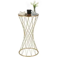 Dmora Blake - Table Basse, 40x40x80h cm or or, Porte-revues