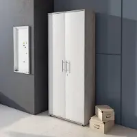 Dmora Saponara - Armoire Multi-Usages 2 Portes, 79x188 cm Gris Ciment, 4 Étages