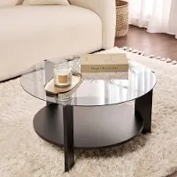 Dmora Canevino - Table basse, 75x75x40h cm Noir, Ronde