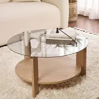 Dmora Canevino - Table basse, 75x75x40h cm Chêne Marron, Forme Ronde