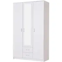 Dmora Crati : Garde-robe 3 Portes, 120x52 cm Blanc, 4 Étagères