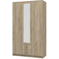 Dmora Crati - Armoire 3 Portes, 120x52 cm Bois Chêne Marron, Penderie