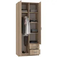 Dmora Cimena - Armoire 2 Portes, 80x205h cm Chêne Marron, Porte-manteaux
