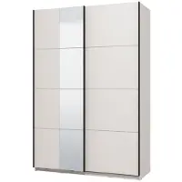 Dmora Pasturo - Grande Armoire, 146x218h cm Blanc Mat, Porte-manteaux