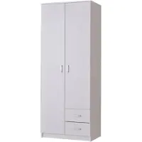 Dmora Cimena - Armoire 2 portes, 80x205h cm Blanc, Portemanteaux