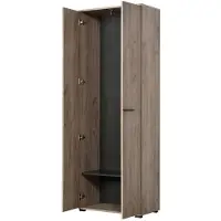 Dmora Pinasca - Armoire 2 Portes, 68x195h cm Chêne Nœuds Marron, 1 Étagère