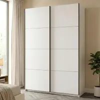 Dmora Tredozio - Grande Garde-Robe, 146x218h cm Blanc Mat, Porte-manteaux