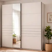 Dmora Siri - Grande garde-robe 195x218h cm Blanc Crème, Porte-manteaux