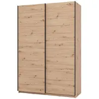 Dmora Tredozio - Grande Armoire, 146x218h cm Chêne Brun Nœuds, Porte-manteaux