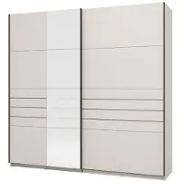 Dmora Spartano - Grande Armoire, 220x218h cm Blanc Crème, Portemanteau
