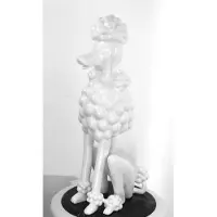 Casa Padrino Figurine décorative Caniche Chien Blanc H. 63 cm - Sculpture décorative résistante aux intempéries - Décoration de salon - Décoration de jardin - Décoration de terrasse