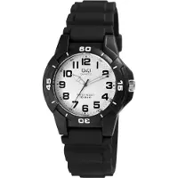 Q&Q Montre pour homme, bracelet en silicone, couleur argentée, étanche jusqu'à 10 ATM