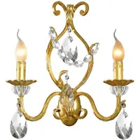 Casa Padrino Luxus Barock Doppel Wandleuchte Gold mit Patina 37 x 13 x H. 39 cm - Elégante lampe murale de style baroque avec verre en cristal de Bohème - Luminaires baroques - Qualité de luxe - Italy