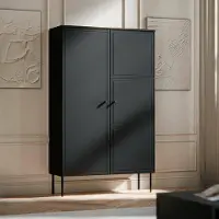 Dmora Sedilo - Armoire Multi-usage 2 Portes, 100x166h cm Noir, 6 Étagères