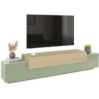 Dmora Curino - Meuble TV, 240x45x52h cm Vert, 3 étagères Fabriqué en Italie